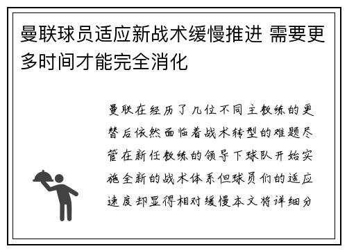 曼联球员适应新战术缓慢推进 需要更多时间才能完全消化